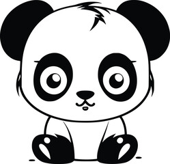 Vector illustration of a panda cartoon isolated on white