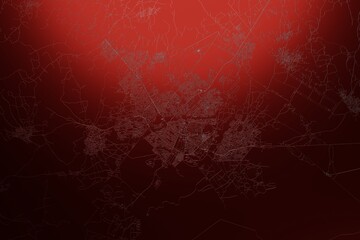 Street map of Gaborone (Botswana) engraved on red metal background. Light is coming from top. 3d render, illustration - obrazy, fototapety, plakaty