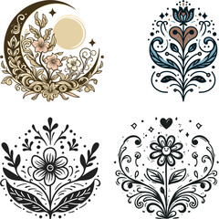 set of decorative elements suitable for invitation cards
