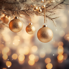 christmas background with golden balls