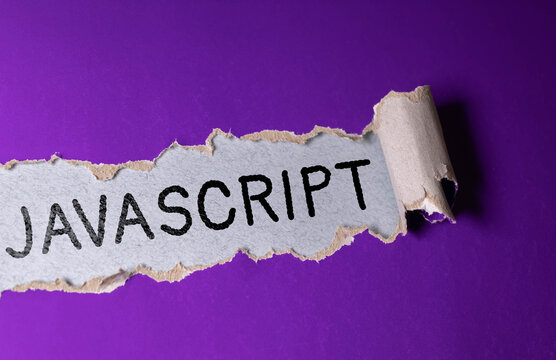 Javascript text with hands and colorful illustrations