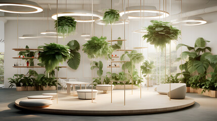 Interior Design  of light and modern lounge space full of plants