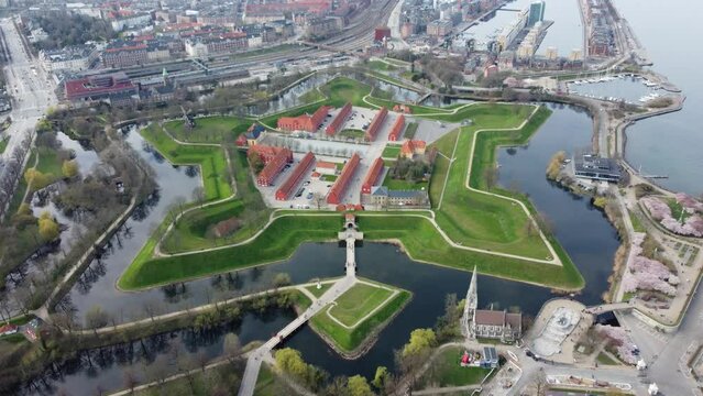 Vue a&eacute;rienne panoramique de fort de Kastellet dans la ville capitale Copenhague, Danemark, Europe