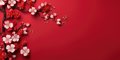 Obraz na płótnie Canvas Chinese new year festive background with red decoration