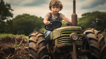 kid driving a traktor, farm kid, funny kid, kids