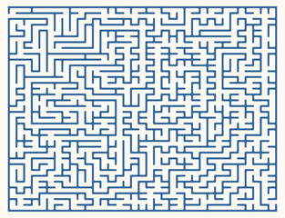 Labyrinth vector graphic. Rectangle shape maze (labyrinth) game illustration. - obrazy, fototapety, plakaty