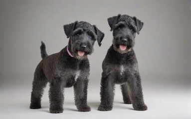 Dos cachorros de raza Kerry blue Terrier