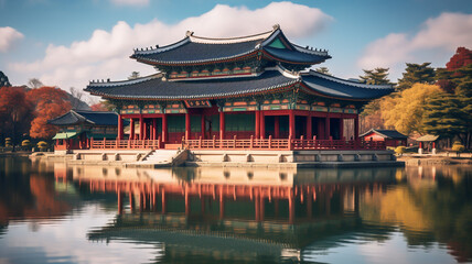Gyeongbokgung palace landmark of Seoul, South Korea, Korean wooden traditional house in Gyeongbokgung the main royal palace of Joseon dynasty.
