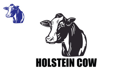 HOLSTEIN CATTLE HEAD LOGO, silhouette of great cow face vector illustrations