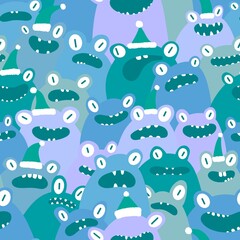 Naklejka premium Christmas animals seamless frogs pattern for wrapping paper and fabrics and linens and kids clothes print