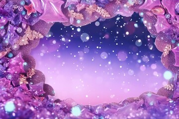 Regal Opulence: Luxury Purple Glitter Wallpaper, Tailored for Mockup Presentation - Snowy Sparkle, Shiny Dust, and Dots Bokeh Frame Extravagance