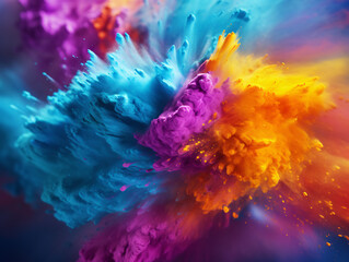 Obraz na płótnie Canvas Background of rainbow-colored paint powder splash, color powder explosion