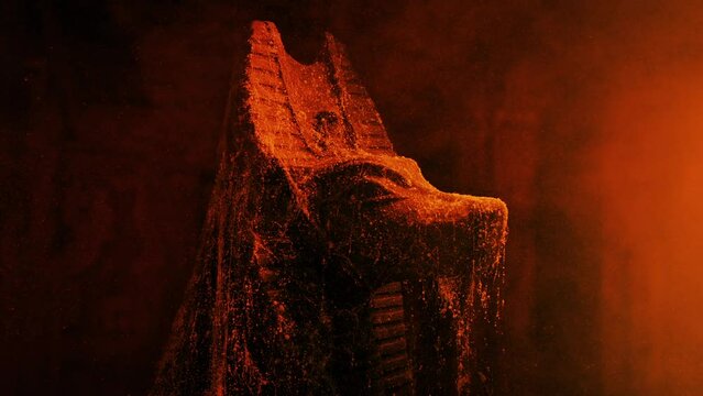 Ancient Egyptian Statue Lit Up With Fire
