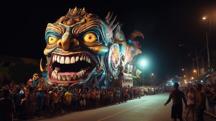 Fototapeta na wymiar Carnival in Barranquilla, Colombia: A dazzling spectacle of vibrant costumes, rhythmic music, and lively dances, celebrating the city's rich cultural heritage and festive spirit.