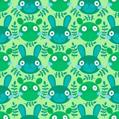Cartoon retro animals seamless rabbits and bears pattern for wrapping paper and fabrics and linens