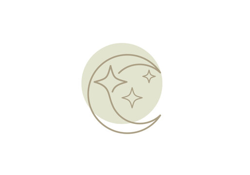 abstract moon star logo design vector illustration
