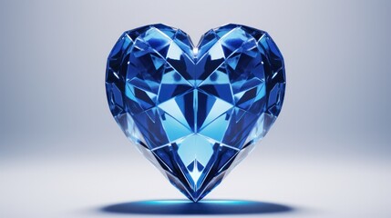 Fototapeta premium 3D metallic blue heart with transparent background image