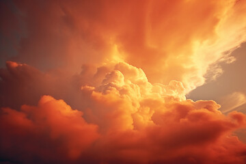 Beautiful photography of clouds in the sky, rich orange colour grade. AI generative