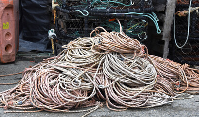 Coil of Old Rope Used in Fishing