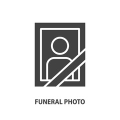 Memory portrait flat glyph icon. Mourning photo frame with ribbon. Simple funeral symbol. Vector illustration.