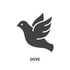 Dove vector glyph icon. Pigeon sign. Symbol of peace black concept. Vector illustration.