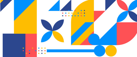 Colorful colourful vector flat mosaic banners with shapes Suit for wallpaper, business, corporate, institution, party, festive, seminar, and talks