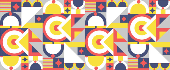 Obraz premium Colorful colourful modern vector abstract geometric background with circles, rectangles and squares simple shapes graphic pattern Creative concept for business, technology, science or print design