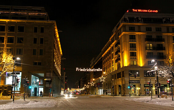 Christmas illumination of Friedrichstrasse street in Berlin; Germany
