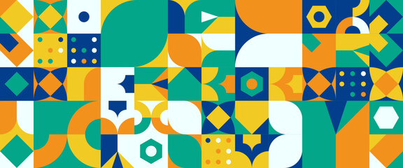 Colorful colourful vector flat design geometric mosaic banners Minimalist modern graphic design element mosaic style concept for banner, flyer, card, or brochure cover
