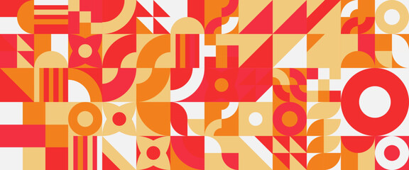 White orange and red abstract geometric mosaic banner design with simple shapes Minimalist modern graphic design element mosaic style concept for banner, flyer, card, or brochure cover