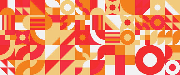 White orange and red vector flat design geometric mosaic banners Minimalist modern graphic design element mosaic style concept for banner, flyer, card, or brochure cover