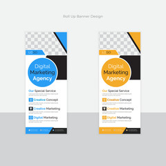 Roll up banner stand template design,modern portable stands roll-up banner layout, advertisement, pull up, polygon background, vector illustration, business flyer, brochure, x-banner, Corporate banner