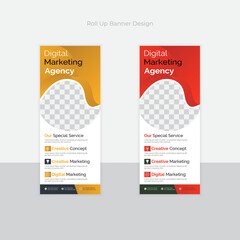 Business Roll up banner stand template design, modern portable stands corporate roll-up banner layout, pull up, polygon background, vector illustration, business flyer, brochure, Corporate