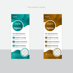Business Roll up banner stand template design, modern portable stands roll-up banner layout, pull up, polygon background, vector illustration, business flyer, brochure, x-banner, Corporate banner.
