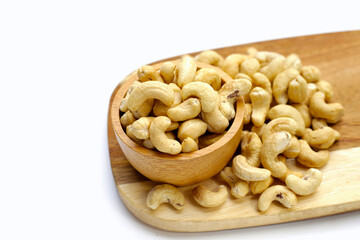 Cashew nuts on white background.