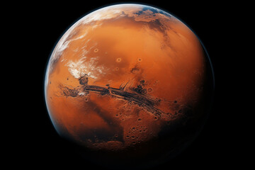 Obraz na płótnie Canvas A Celestial Glimpse of Mars from the Vastness of Outer Space
