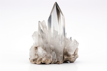 A single quartz crystal isolated on white background