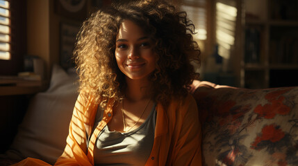 Portrait of a beautiful woman in the cafe