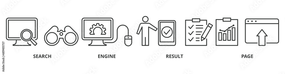 Wall mural serp banner web icon vector illustration concept for search engine result page with icon of web sear