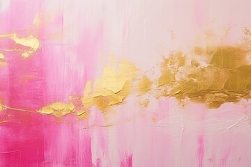 Soft pink tones blended with rich gold leaf patches create an elegant and luxurious abstract acrylic painting on canvas.