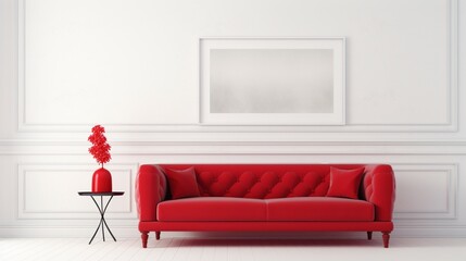 red sofa isolated on white background in a room