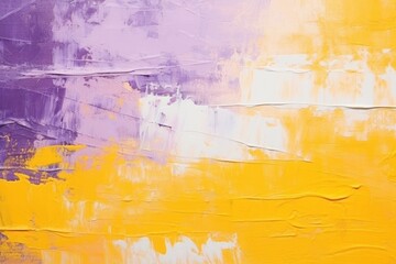 expressive abstract painting with deep purple and bright yellow hues, accented with white strokes, creating a striking contrast on the surface.