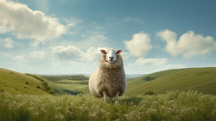English sheep grazing in a meadow