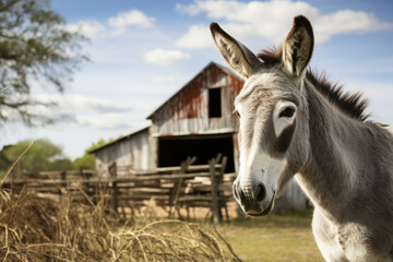 Brown cute domesticated donkey portrait animals mammal nature head farming