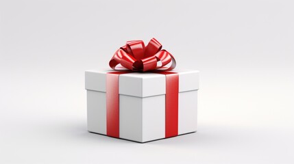 White Gift Box With Red Bow stock