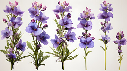 Set of Lobelia erinus flower isolated. PNG file, Clip art and cut out