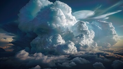 Thick and layered clouds forming intriguing formations, creating a captivating and dynamic scene - obrazy, fototapety, plakaty