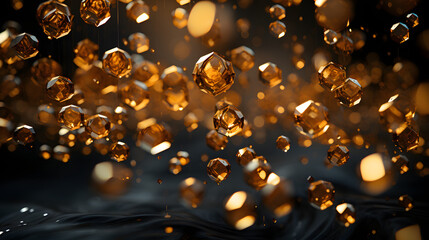 3D gold confetti that floats down to celebrate the new year, christmas, etc