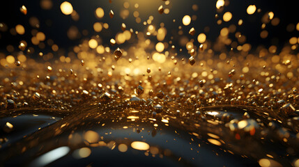 Fototapeta na wymiar 3D gold confetti that floats down to celebrate the new year, christmas, etc