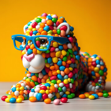 candy lion wearing glasses